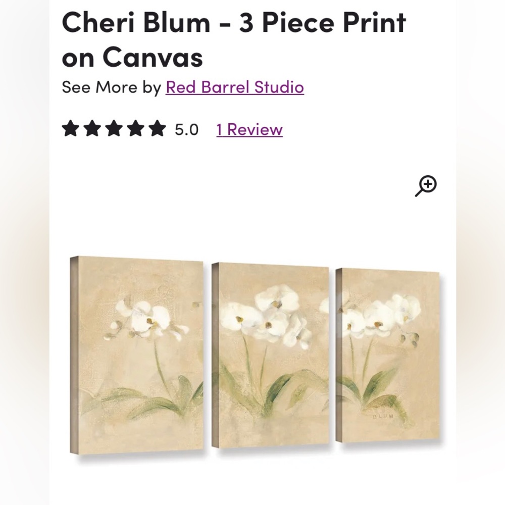 3 piece Orchid Print on Canvas